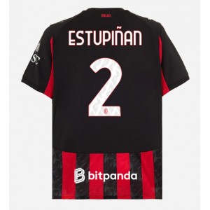Fotbalové Dres AC Milan Pervis Estupinan #2 Domácí Oblečení 2025-26 Krátký Rukáv